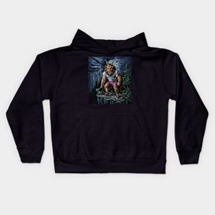 watercolor lion devil with axe Kids Hoodie